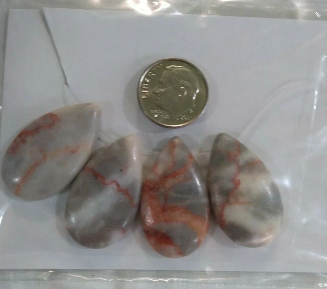 Lot of 3 Different  Redline Marble  Gemstone Focal Pendant Bead Sets 2