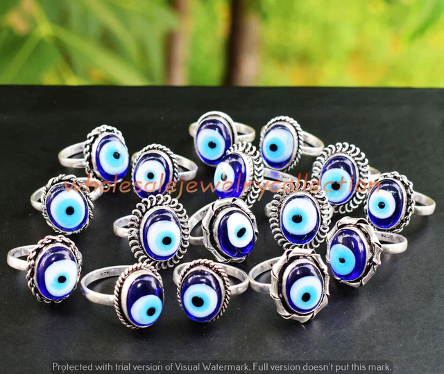 Evil Eye Gemstone Ring Wholesale 1pcs Lots Handmade Ethnic Jewelry RWJC-3892