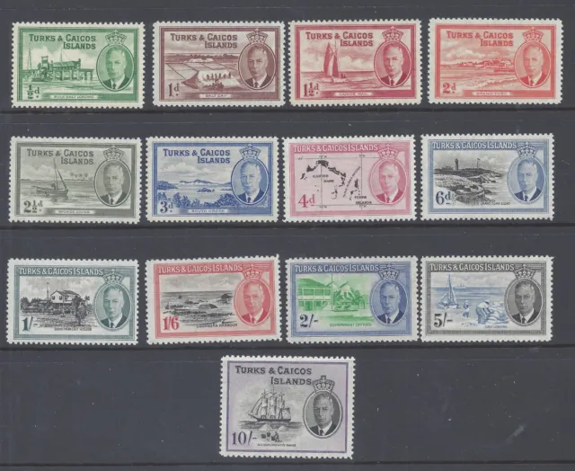 Turks  And Caicos Islands Gvi 1950 Set Of 13 Mint Never Hinged  Sg 221/233