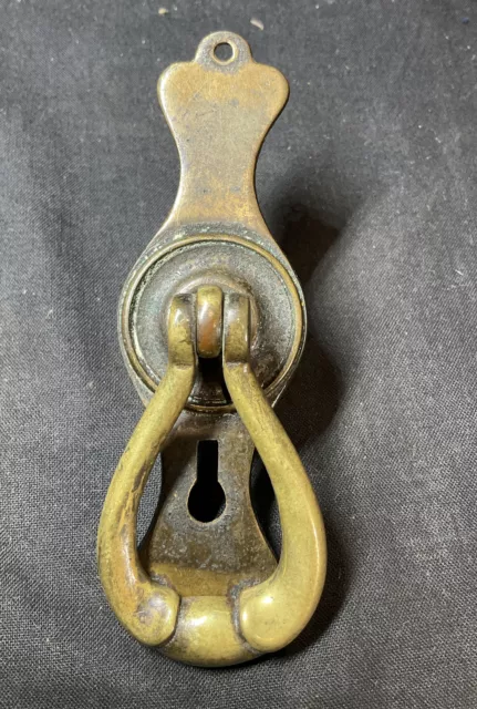 Antique Art Nouveau Brass Handle Escutcheon Plate Pull Vintage Cabinet Drawer