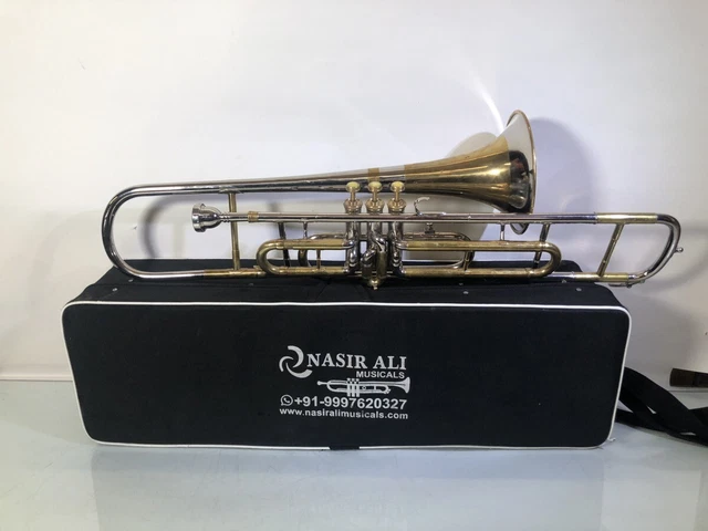 NASIR ALI NICKEL/ BRASS PLATED Bb VALVE TROMBONE- W/ CASE NASIR ALI NICKEL/ BRASS PLATED Bb VALVE TROMBONE- W/ CASE