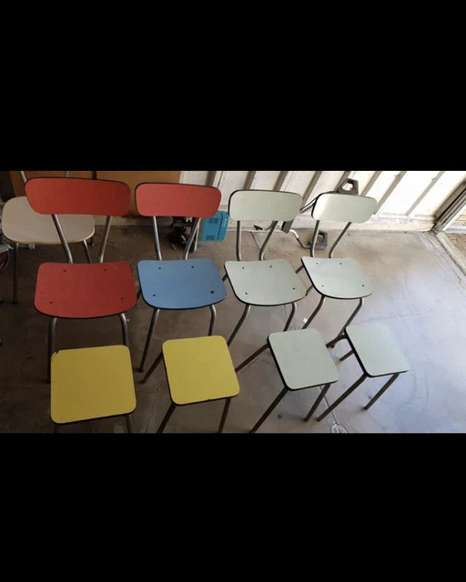 Lot de 10 chaises en Formica + 4 Tabouret + Table Formica