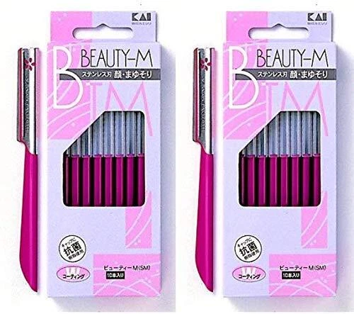 KAI Razor Beauty M SM BTM10H1 x 2 acero inoxidable para afeitado facial y de cejas