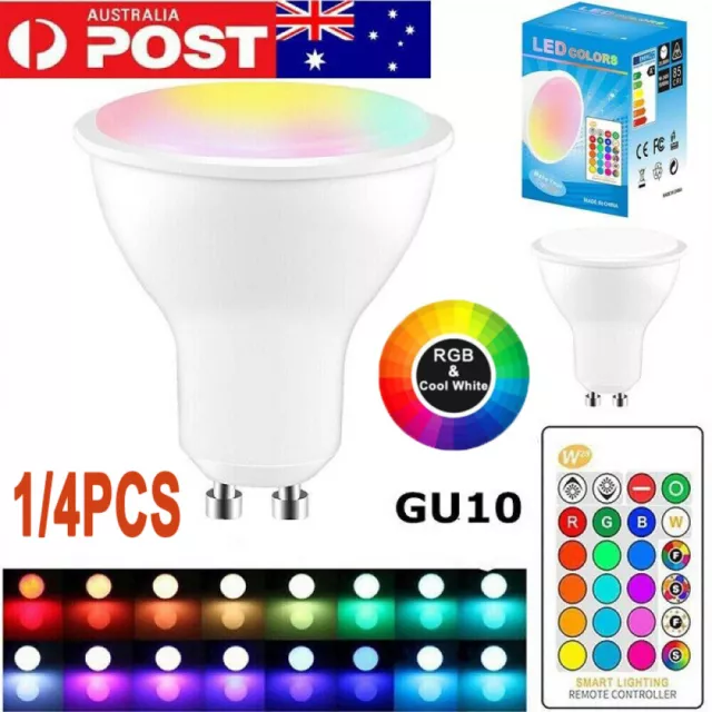 8W GU10 RGB LED Light Bulb Dimmable Colour Changing Remote Spotlight Downlight