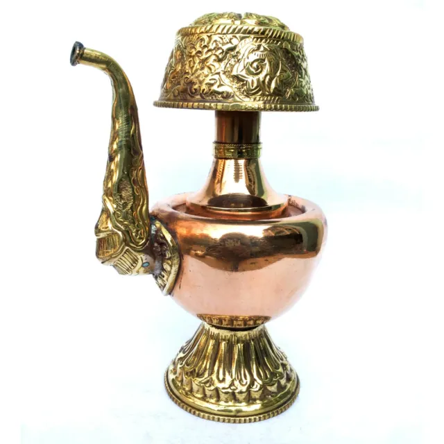 Bhumpa Gold Plated Water Tea Pot Tibetan Buddhist Nepal Collectible Brass Bhumba
