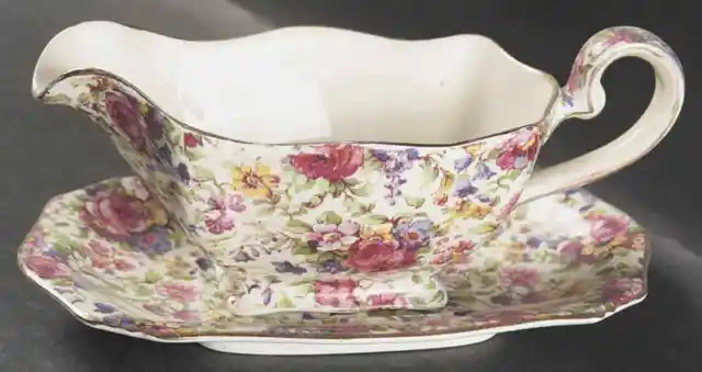 Royal Winton, Summertime Series, Chintz, Gravy Boat And Underplate, Ascot