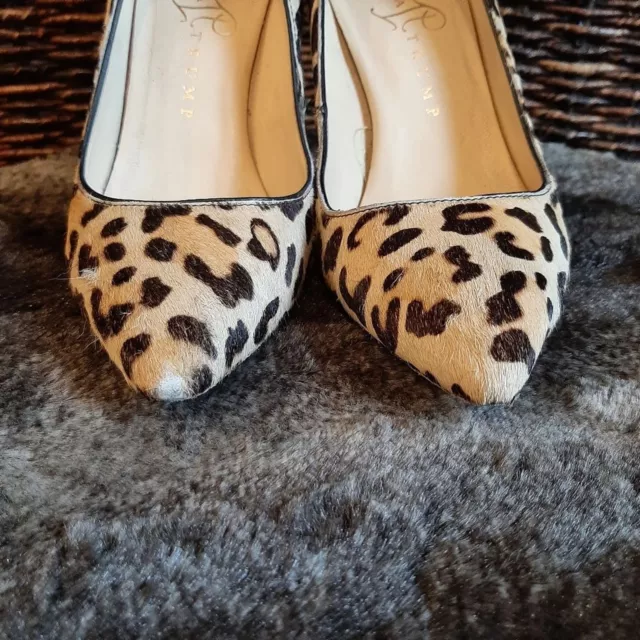 Ivanka Trump Carraly Leopard Calf Hair Pumps Tan 5.5 Black High Heels Leather 3