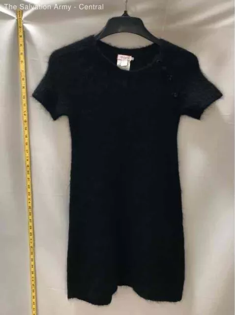 Max & Co. Womens Black Yarn Short Sleeve Round Neck A-Line Dress Size Small