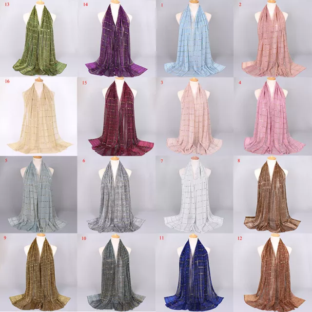 Moda Donna Morbido Cotone Hijab Sciarpa Lunga Islamica Musulmana Turbante A