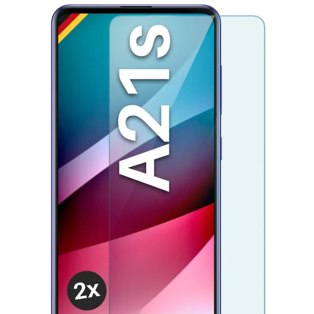 2x Echt Glas für Samsung Galaxy A21s Panzerfolie HD Handy Premium Displayschutz