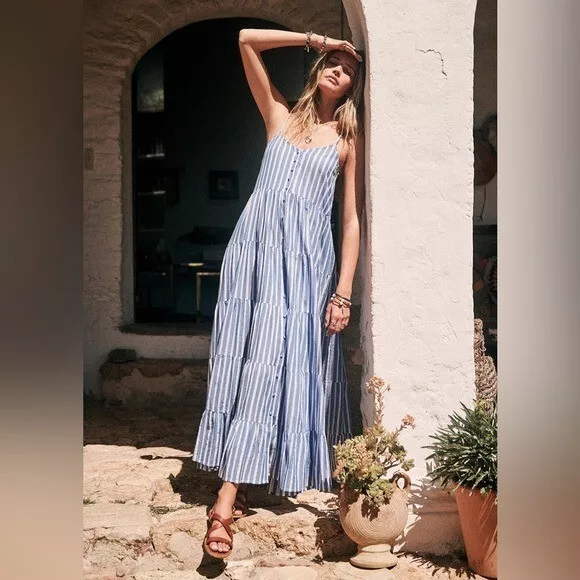 SEZANE ALLIE MAXI Dress Black Tassels FR 36 US 6 Cotton Bohemian MSRP 250 145.00 PicClick
