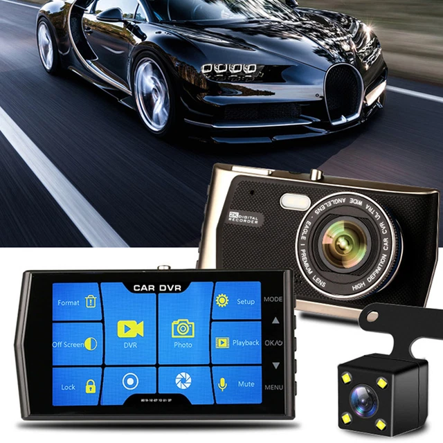 4" IPS HD 1080P Dual Lens Car DVR Dash Cam Video Kamera Recorder Touch Screen