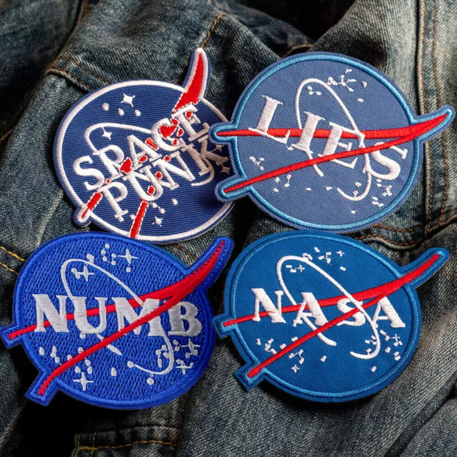 NASA LIES SPACE PUNK NUMB Patch Aufnäher Stickerei Nähen Bügelbild Bügelflicken