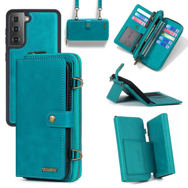 Leather Detachable Zipper Crossbody Card Wallet Case For Google Pixel 7 6 Pro 5