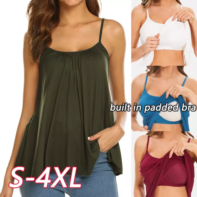 WOMEN'S SPAGHETTI STRAPS Flowy Cami Tank Tops Plus Swing Camisole T-Shirts  7XL $9.41 - PicClick