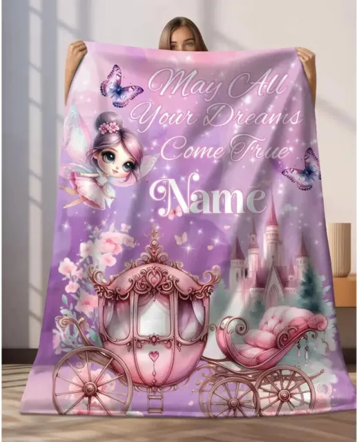 Fairy Girl Blanket Personalized, Baby Name Blanket, Girl Baby/Toddler Blanket