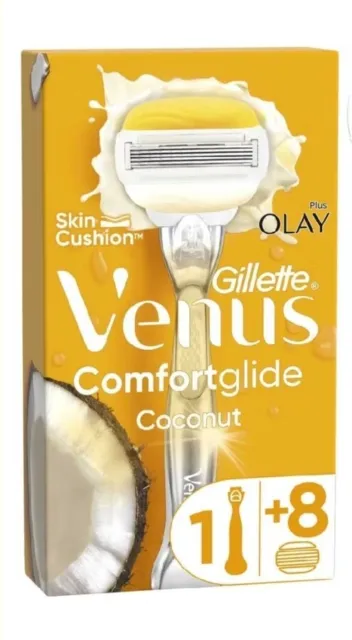 Gillette Venus Comfortglide Kokosnuss 8 Klingen Minen & 1 Stick Neu