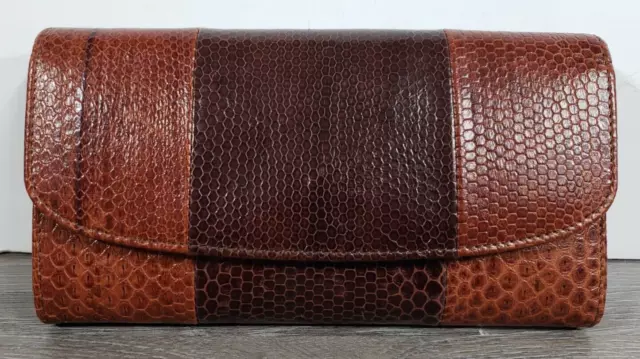 Nina Raye Genuine SNAKESKIN TWO TONE BROWN Wallet