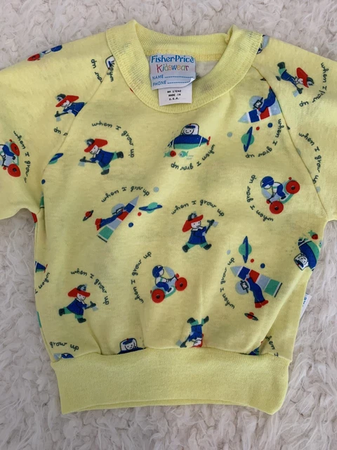 Vtg Fisher Price Kidswear 24 Month Sweatshirt Pajama WHEN I GROW UP Police Fire