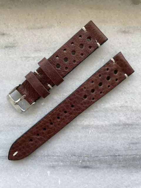 Montre bracelet cuir fait main hand made strap leather 18mm Rallye Caramel