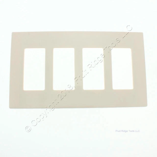 New Leviton Light Almond 4-Gang Midway Decora Screwless Wallplate Cover SJ264-ST