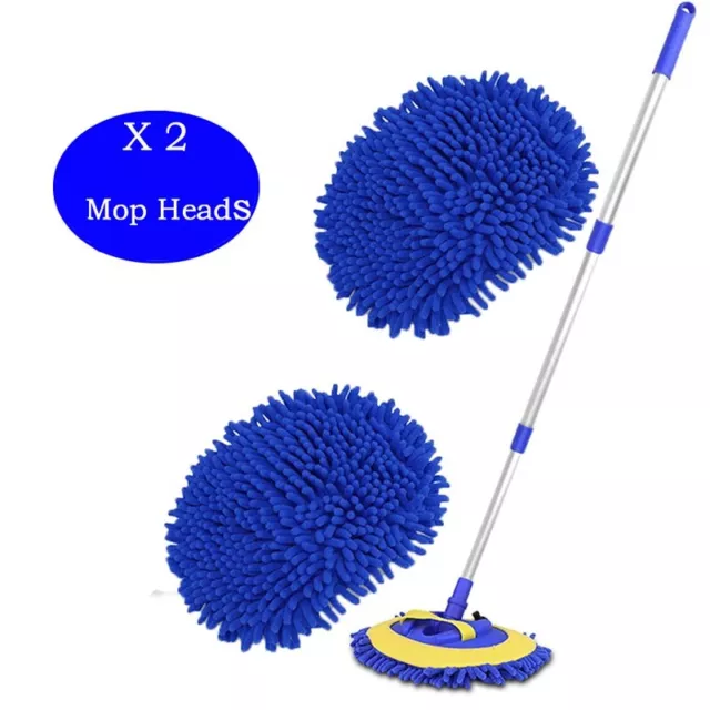 Microfiber Car Wash Brush Cleaning Mop Auto Truck 47.5" Long Handle Extension