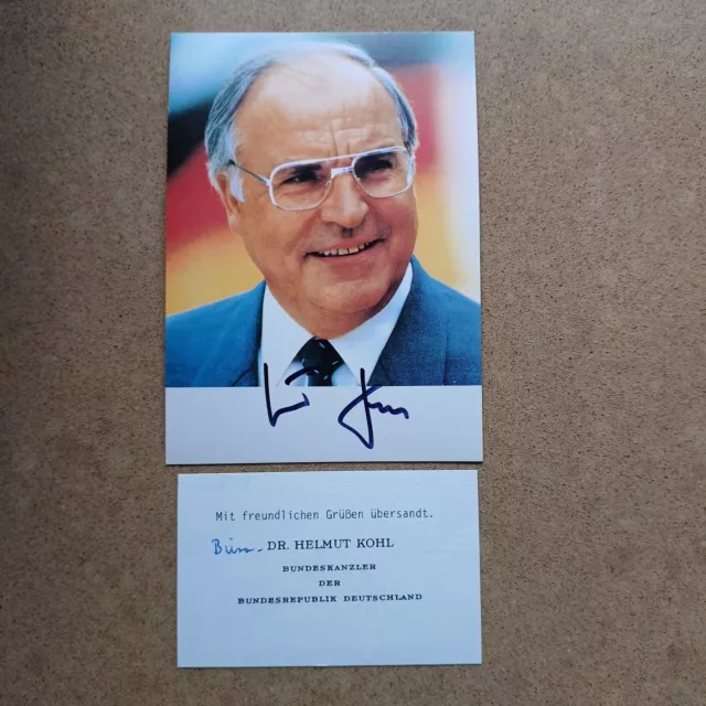 Autogramm-Karte, Dr.Helmut Kohl, 6.deutscher Bundeskanzler, Orginal handsigniert