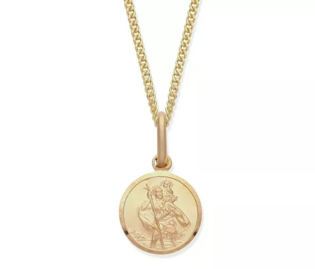 9ct Yellow Gold on Silver St Christopher Pendant Necklace - Choice of Chain