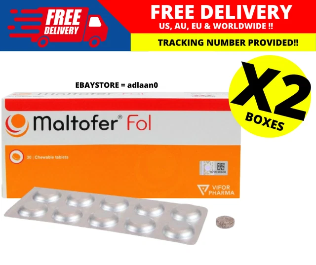 Onefol Tablets MALTOFER FOL CHEWABLE Tablets Iron Deficiency 30's X 2 BOXES £26.97 ...