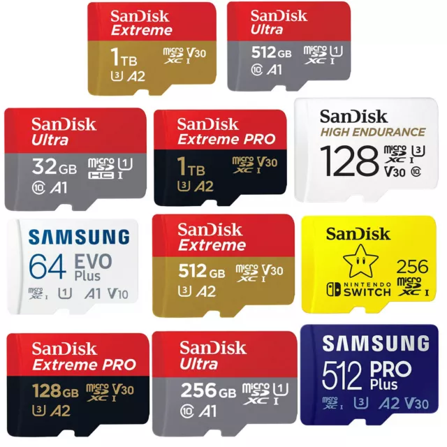 SanDisk /Samsung 128GB 64GB 256GB 512GB Micro SD Card SDXC Genuine Memory Card