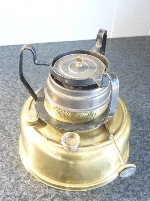 Grand Réchaud à Pétrole Ancien – Laiton Vintage – Chauffe-plat – 26x23cm
