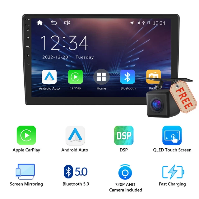 KAMERA + KABELLOS CarPlay Android Auto Doppel DIN Autoradio 10.1" QLED