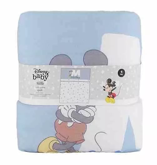 Disney Mickey Mouse Blue & White 4 Tog Cotton Quilt 100 X  120 Cms