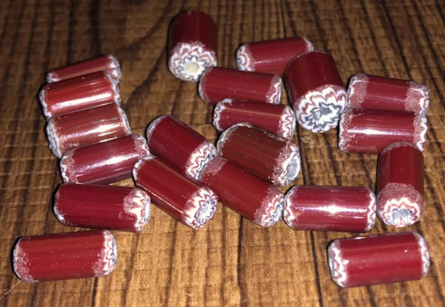 20 African Chevron Trade Beads 11-14mm Long 5-8mm Wide