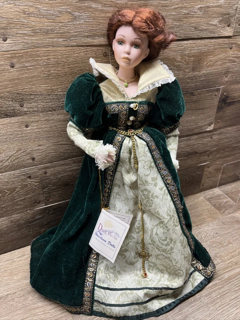 Duck House Heirloom Porcelain Doll 18" Tall Victorian Red Hair Green Eyes