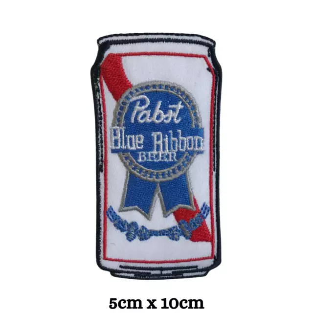 Pabst Blue Ribbon Beer Can Iron Sew on Embroidered Patch