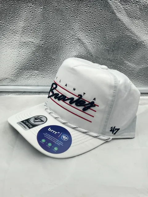 Atlanta Braves MLB '47 Brand White Script Hitch Rope Adjustable Snapback Hat 2