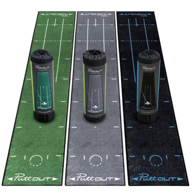 Golf Putting Mat with Carrying Bag PuttOut Pro - Available in Blue/Grey/Green