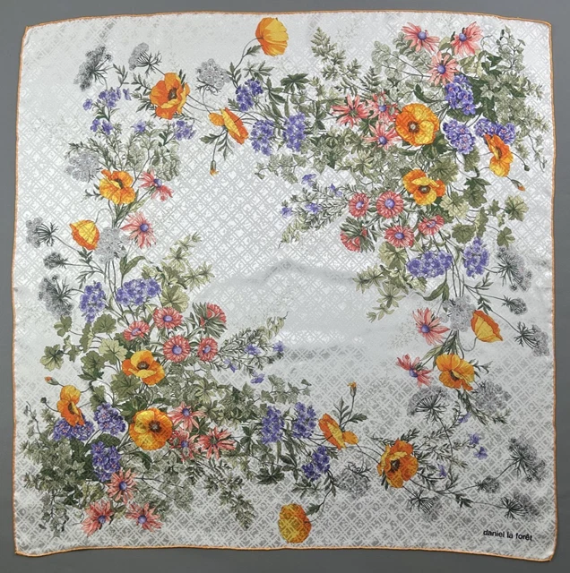 Foulard En Soie Authentique Daniel La Foret - Imprimé Animalier Multicolore - Vintage - Occasion Bon état