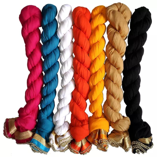 Women's Solid Casual Faux Chiffon Multi Color Dupatta With Moti Lace (Pack of 7)
