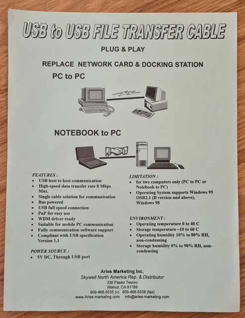 USB to USB File Transfer Cable - A4 Advertising Flyer