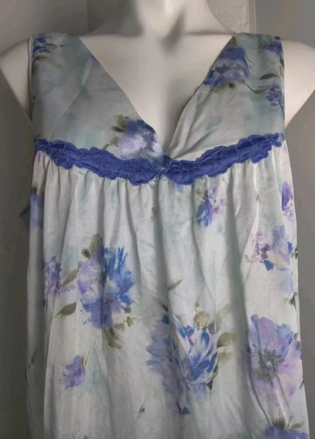 VINTAGE VANITY FAIR Floral Print Silky Nylon Knee Length Nightgown Gown ...