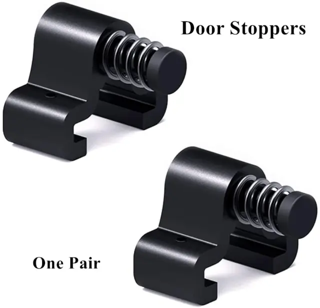 CCJH Spring Adjustable Door Stoppers for Sliding Barn Door Black (One Pair)