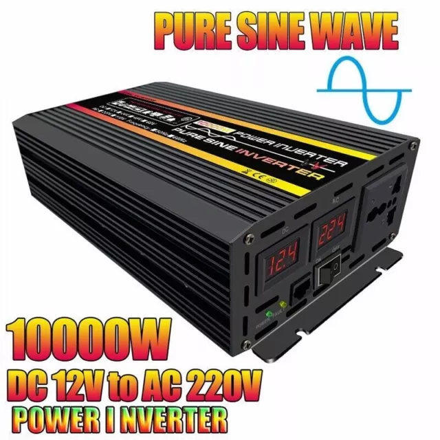 8000W 10000W Power Inverter DC 12/24V to AC 240V Sine Wave Camping Caravan Boat