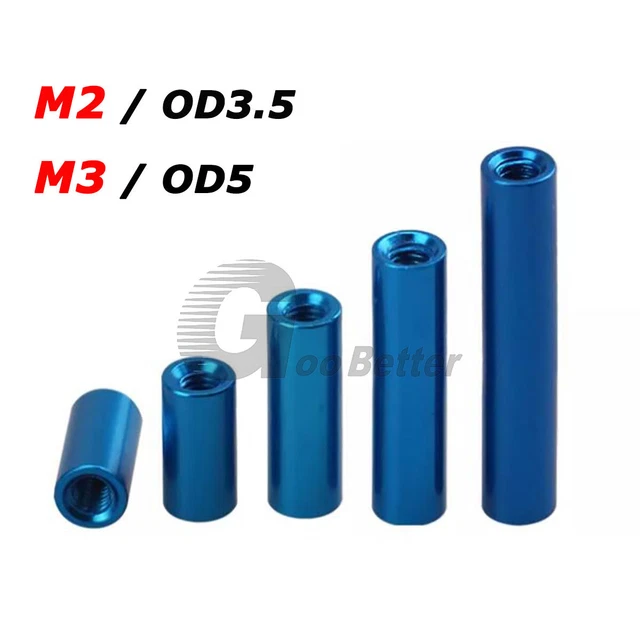 M2 M3 Aluminum Threaded Sleeve Stud Round Standoff Pillar Connector Nut Sky Blue
