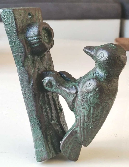 Heurtoir/Marteau De Porte Pic Vert. En Fonte Verte Effet Craquelé. 14,5 x 11 cm