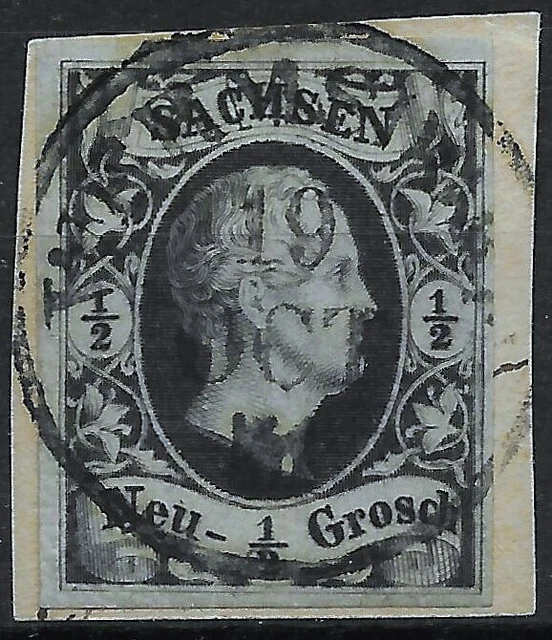 SACHSEN 1851... MiNr. 3b...König August...1/2 Ngr...BPP BEFUND...K1 WERMSDORF