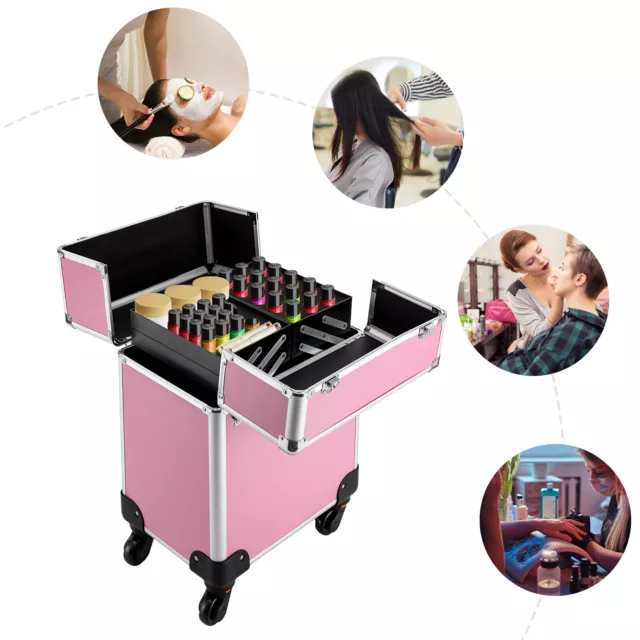 Makeup Storage Organizer Cosmetic Trolley Professional Rolling Makeup Train Case