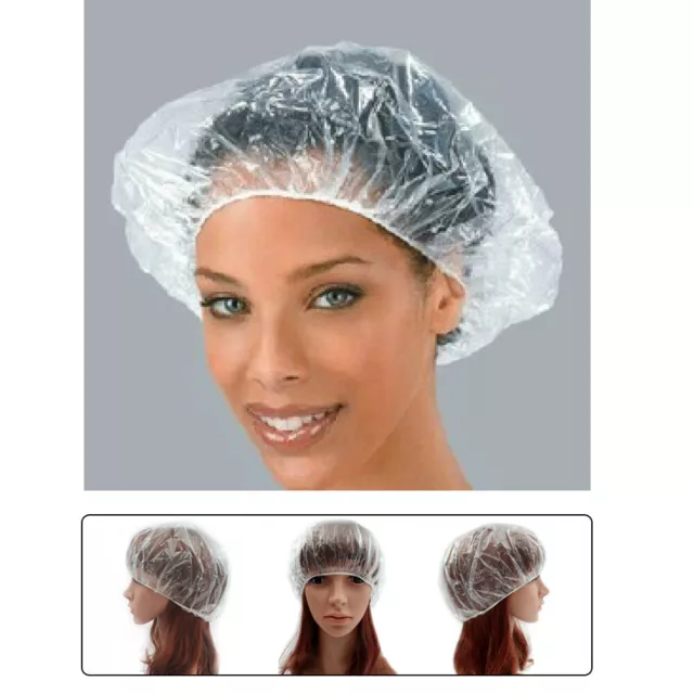 100 Stück Einmalige Einweg-Haarkappen mit klarer Dusche Elastische Badekappen
