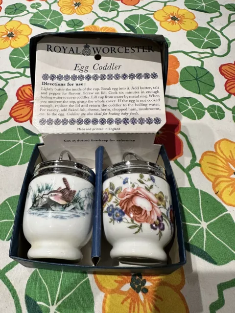 Pair Of Royal Worcester Egg Coddlers- Original Box - V Good Condition.